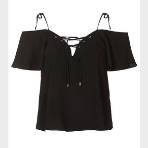 Topshop Black Bardot Strappy Tie Front Tip, 6